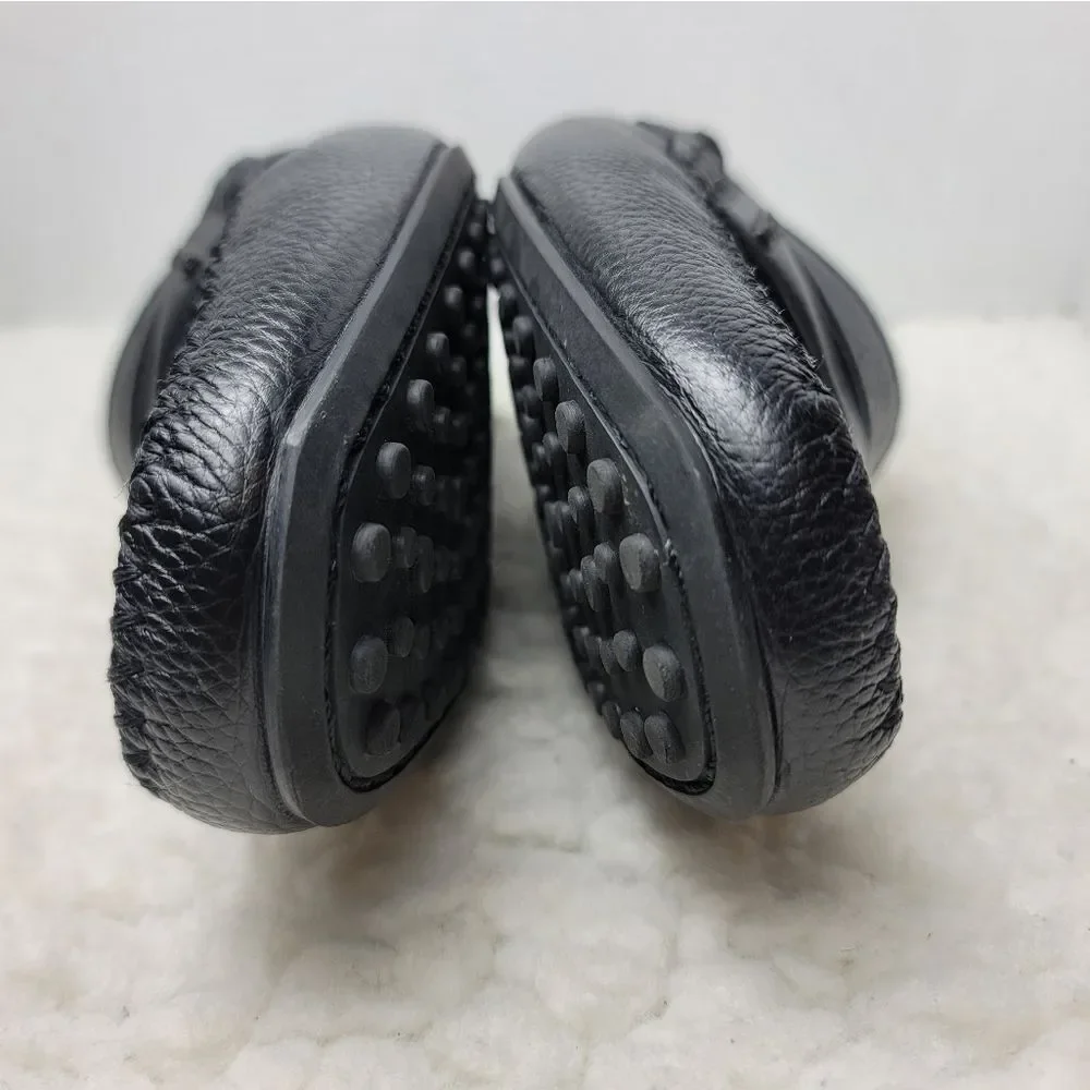Louis Feraud Paris Mens Driving Boat Loafer Size 9.5 Black Pebbled Leather Shoes